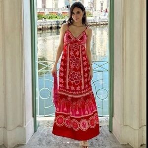 Caroline Constas Linen Maxi Dress Tropical Floral